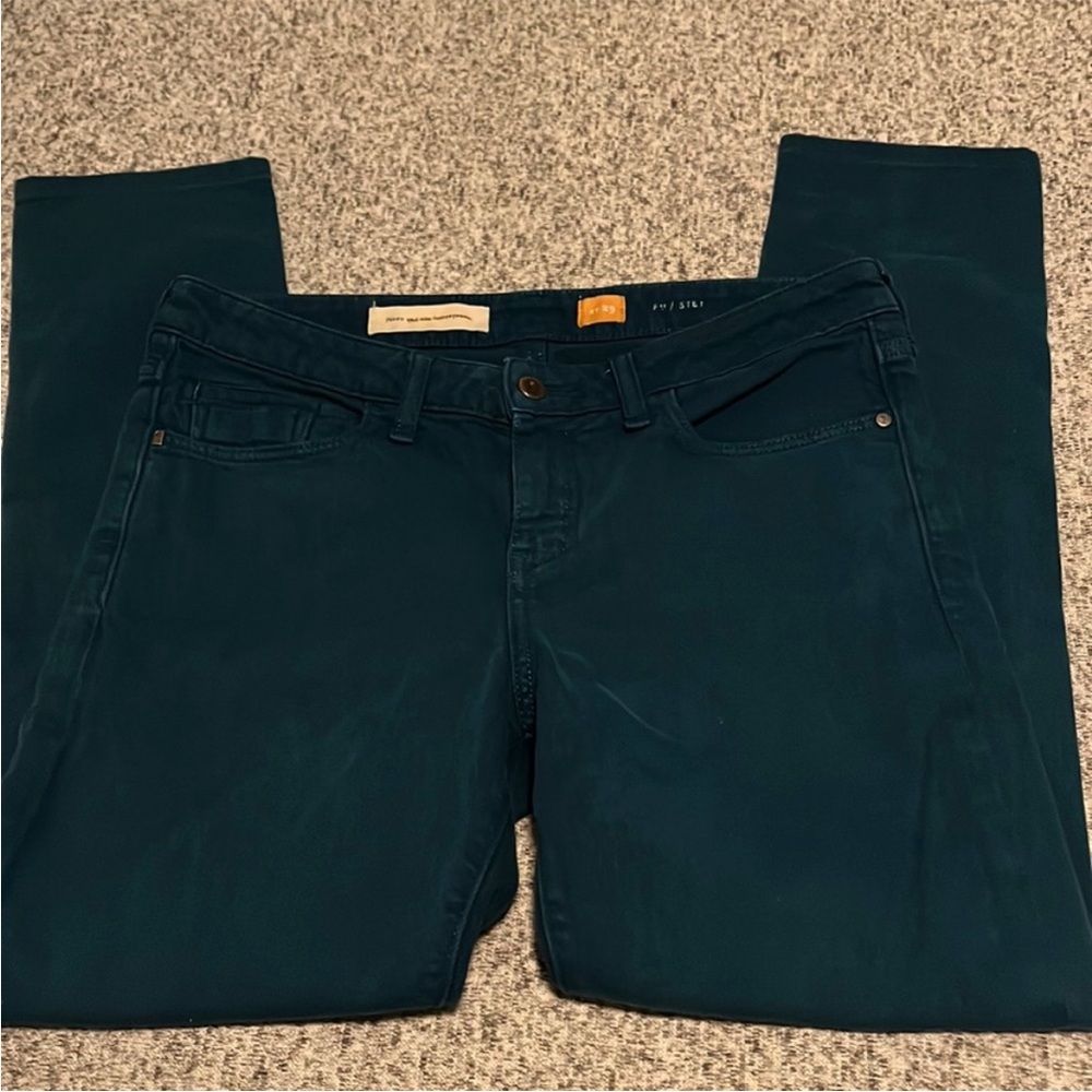 Anthropologie Pilcro And The Letterpress Stet Turquoise Skinny Jeans